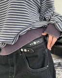 Cardil Button Stripe Sweatshirt