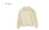 Plan] Vanilla Neck Collar Loose Fit Knit Half Zip-up