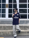Leaguer Uniform Coloring Scheme Sporty V-neck Boxy Short Sleeve T-shirt