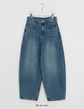 Monpa Curved Denim Balloon Wide Pants