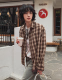 Dino loose fit check shirt