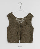Mimoru Punching Layered Ribbon Knit Vest