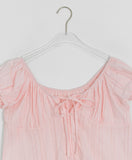 The Mill Shirring Ribbon Lace Short Sleeve Blouse