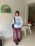 Nanata Cat Washing Stitch Cotton Wide Pants