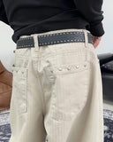 Foreign studded herringbone pants