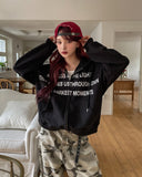 Moments Lettering Semi Crop Hood Zip-Up