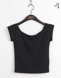 Degen embossed off-shoulder short-sleeved sleeveless T-shirt