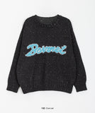 Baming Lettering Mix Color Round Knit