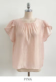 Muse Round Neck Shirred Tulip Blouse