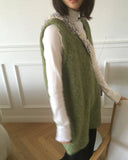 Kizen Wool Boucle Sleeveless Layered Vest Knit Mini One Piece