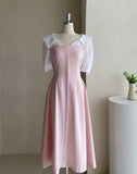 Jerin Color Matching Collar Flare One Piece