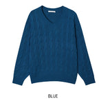 [U-BASIC] Hina V-neck Cable Knit