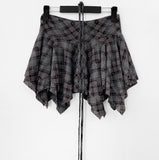 romon checkered unbalanced miniskirt