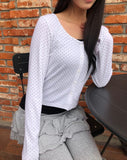Seka Dot Crop Basic Cardigan