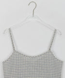 Mirui Ribbon Check Shirring Layered Sleeveless Bustier
