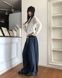 Kinda Track Snap Button Wide Long Training Pants