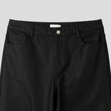 Canto Coated Black Denim Wide Pants