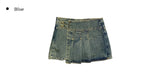 Qwerty Denim Pleated Mini Skirt