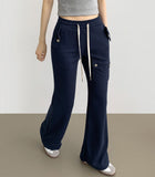 Side Pocket Semi Bootcut Banding Pants