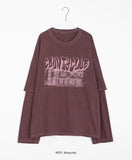 [unisex] Leoni printing layered over long sleeve tee