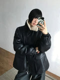 (Lining Dumble) TEDDY COLLAR LEATHER JACKET