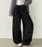 Curv cut line mega balloon fit banding cotton pants