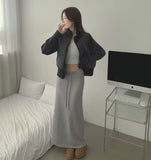 Pong Pong Thick High Neck Slim Knit Padding