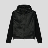Don't Leather Knit Color Matching Hood Zip-Up