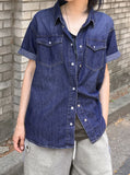 [MADE] Eka Summer Washing Snap Button Pocket Short-Sleeved Denim Shirt