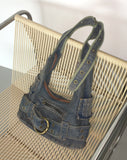 Dipple Y2K Eyelet Belt Denim Shoulder Bag