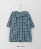 Yuito Seersucker Check Hood Short Sleeve Shirt