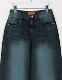 Led color washed denim wide pants