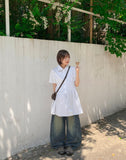 [unisex] Viewo Curved Denim Cargo Wide Pants
