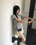 Ute Stripe Frill Tiered Banding Short Pants