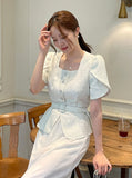 Beno Square Spangled Tulip Tweed Jacket (Belt Set)