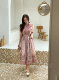 [Belt set] Ejuang Collar Puff Flare One Piece