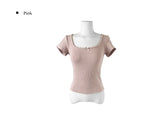 Enz Ribbon Square Neck Short Sleeve T-shirt