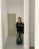 Penbo Heart Washing Wide Denim Pants