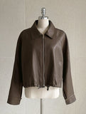 Kellyanne Collar String Leather Jacket