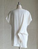 [Two-piece set] Lydia Belt Strap Linen Tee Blouse Banding Flare Skirt