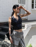 Summer dot volume halter-neck sleeveless