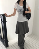 Diaen Lettering Print Button Short Sleeve T-Shirt