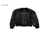 Midyu Leather Crop Blouson Jumper