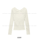 Fruit Back Twist Rib Knit Long Sleeve