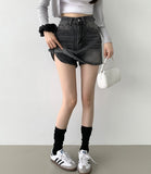 Back Pocket Point A-line Denim Skirt Shorts