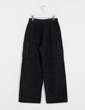 Melta Black Wide Parachute Cargo Denim Pants
