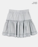 Bran Double Frill Check Midi Skirt