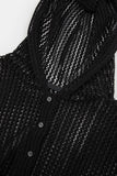 Cove mesh knit hooded crop cardigan