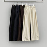 Corduroy Hem Snap Folding Cut Long Wide Pants