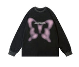 Butterfly Printed Oversized Fit Sweatshirt